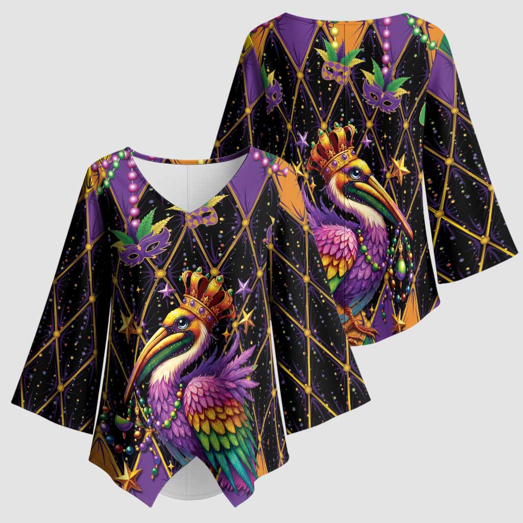 Pelican Mardi Gras Carnival Kimono Sleeve Blouse Fat Tuesday - Wonder Print Shop