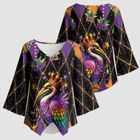 Pelican Mardi Gras Carnival Kimono Sleeve Blouse Fat Tuesday - Wonder Print Shop