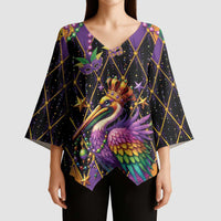 Pelican Mardi Gras Carnival Kimono Sleeve Blouse Fat Tuesday - Wonder Print Shop