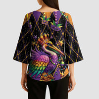 Pelican Mardi Gras Carnival Kimono Sleeve Blouse Fat Tuesday - Wonder Print Shop