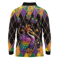 Pelican Mardi Gras Carnival Long Sleeve Polo Shirt Fat Tuesday - Wonder Print Shop