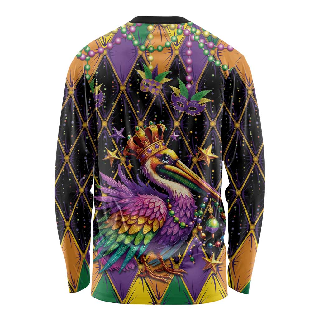 Pelican Mardi Gras Carnival Long Sleeve Shirt Fat Tuesday - Wonder Print Shop