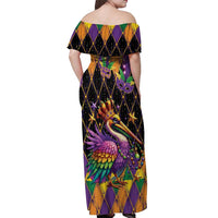 Pelican Mardi Gras Carnival Off Shoulder Maxi Dress Fat Tuesday - Wonder Print Shop