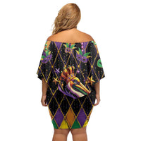 Pelican Mardi Gras Carnival Off Shoulder Short Dress Fat Tuesday - Wonder Print Shop