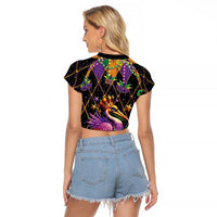 Pelican Mardi Gras Carnival Raglan Cropped T Shirt Fat Tuesday - Wonder Print Shop