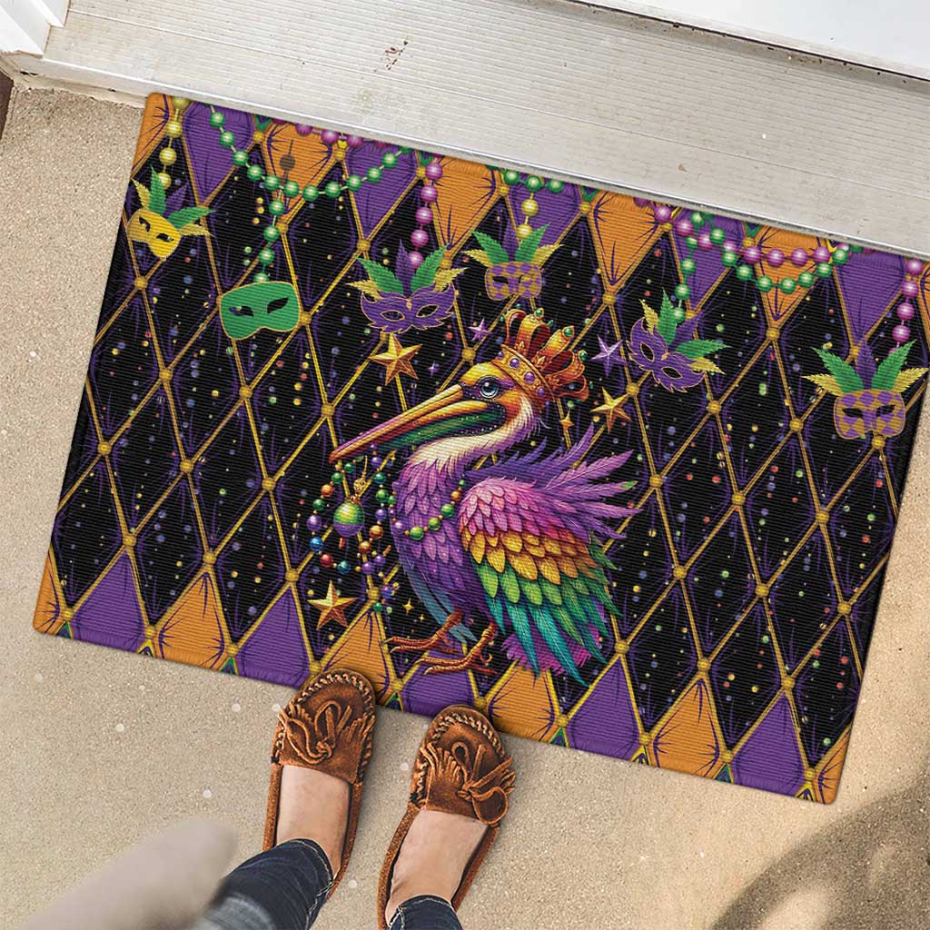 Pelican Mardi Gras Carnival Rubber Doormat Fat Tuesday - Wonder Print Shop
