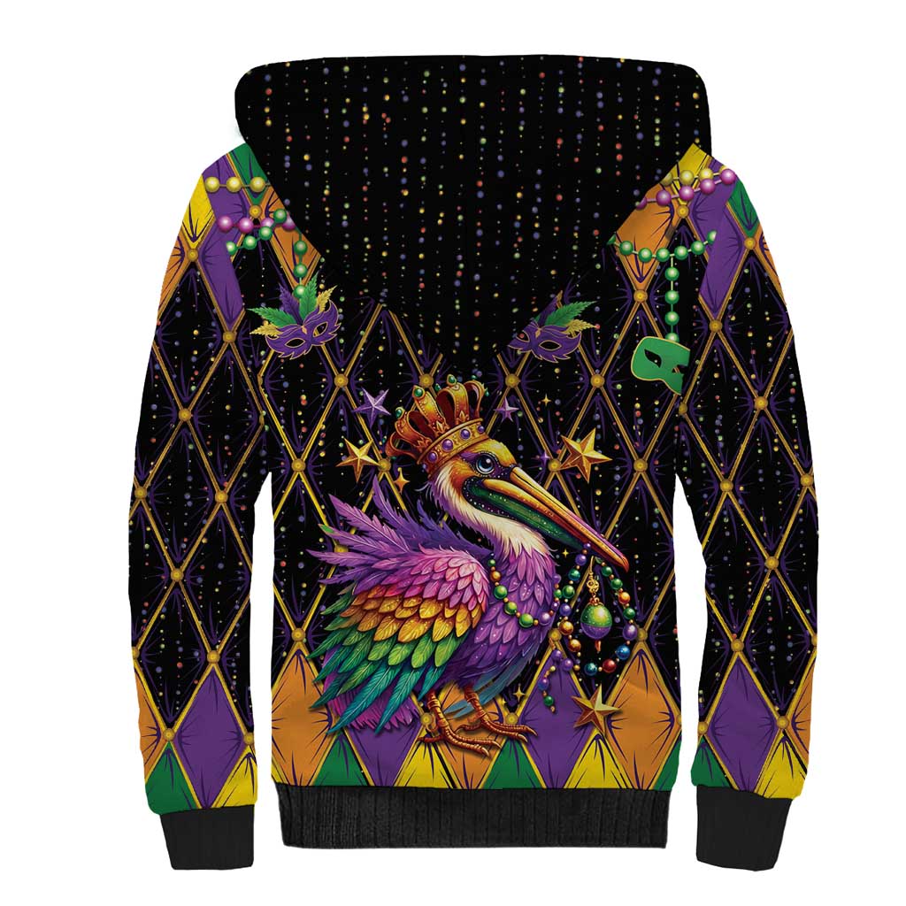 Pelican Mardi Gras Carnival Sherpa Hoodie Fat Tuesday - Wonder Print Shop