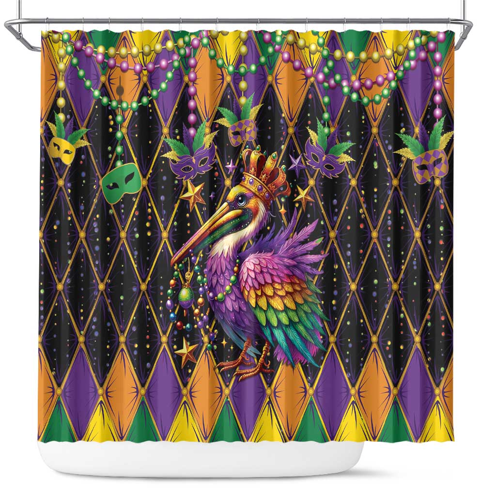 Pelican Mardi Gras Carnival Shower Curtain Fat Tuesday - Wonder Print Shop