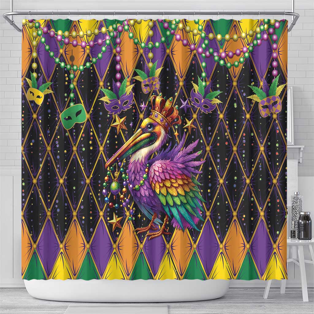 Pelican Mardi Gras Carnival Shower Curtain Fat Tuesday - Wonder Print Shop