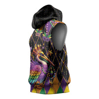 Pelican Mardi Gras Carnival Sleeveless Hoodie Fat Tuesday - Wonder Print Shop