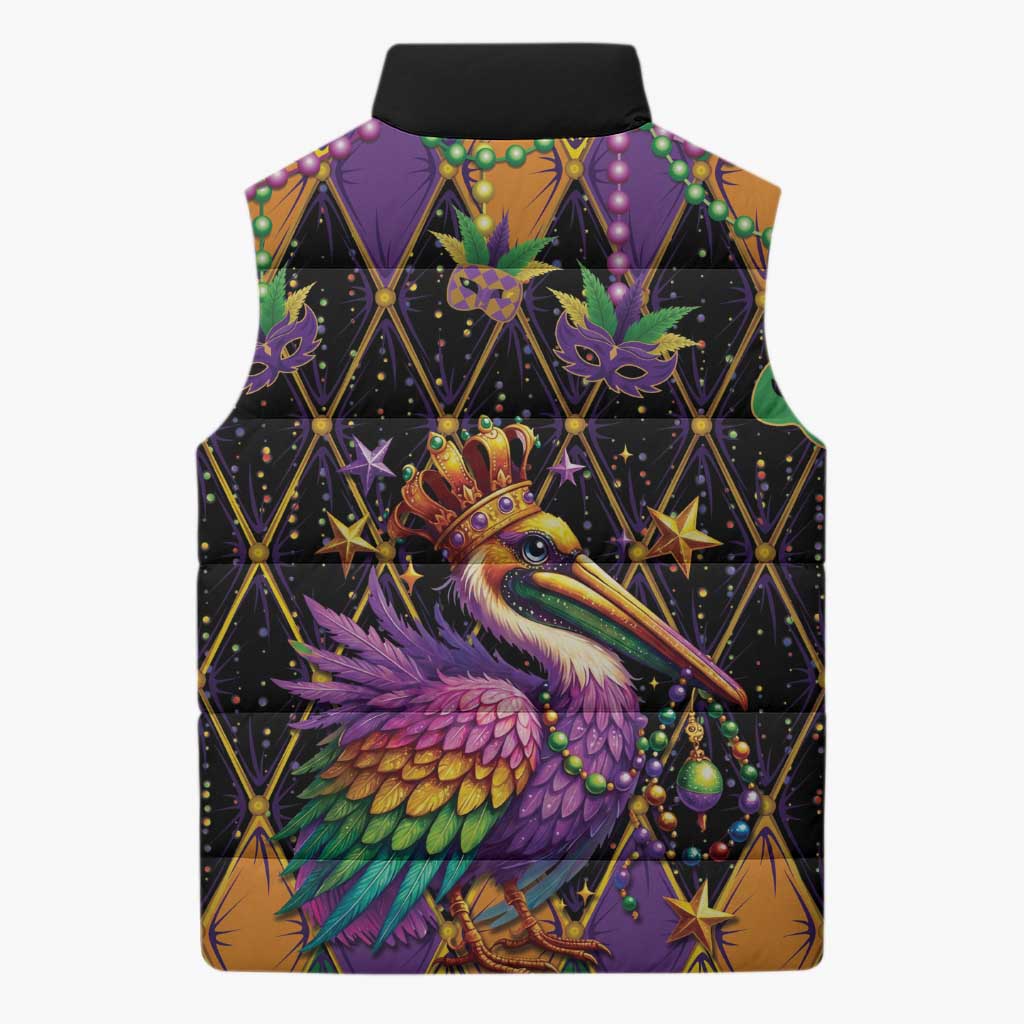 Pelican Mardi Gras Carnival Sleeveless Puffer Jacket Fat Tuesday - Wonder Print Shop
