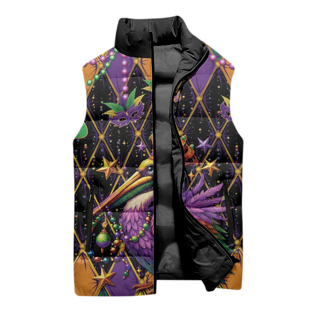 Pelican Mardi Gras Carnival Sleeveless Puffer Jacket Fat Tuesday - Wonder Print Shop