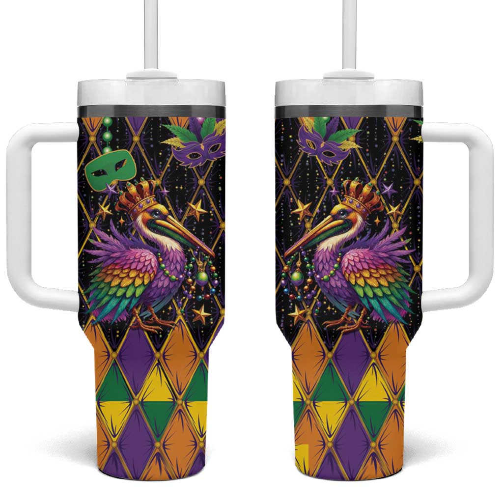 Pelican Mardi Gras Carnival Tumbler With Handle Fat Tuesday - Wonder Print Shop