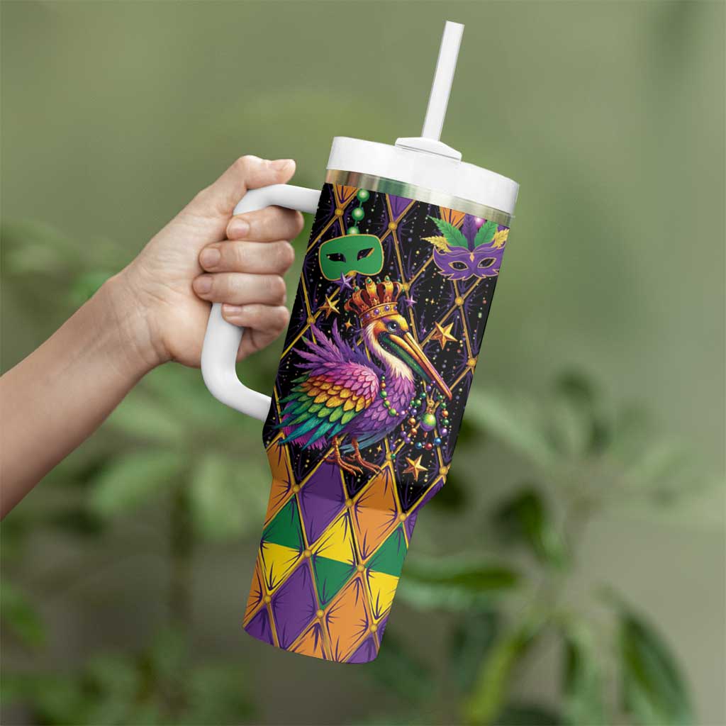 Pelican Mardi Gras Carnival Tumbler With Handle Fat Tuesday - Wonder Print Shop