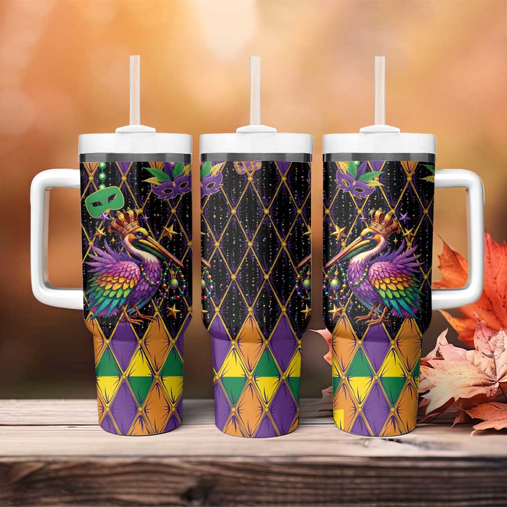 Pelican Mardi Gras Carnival Tumbler With Handle Fat Tuesday - Wonder Print Shop