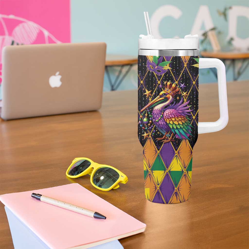 Pelican Mardi Gras Carnival Tumbler With Handle Fat Tuesday - Wonder Print Shop