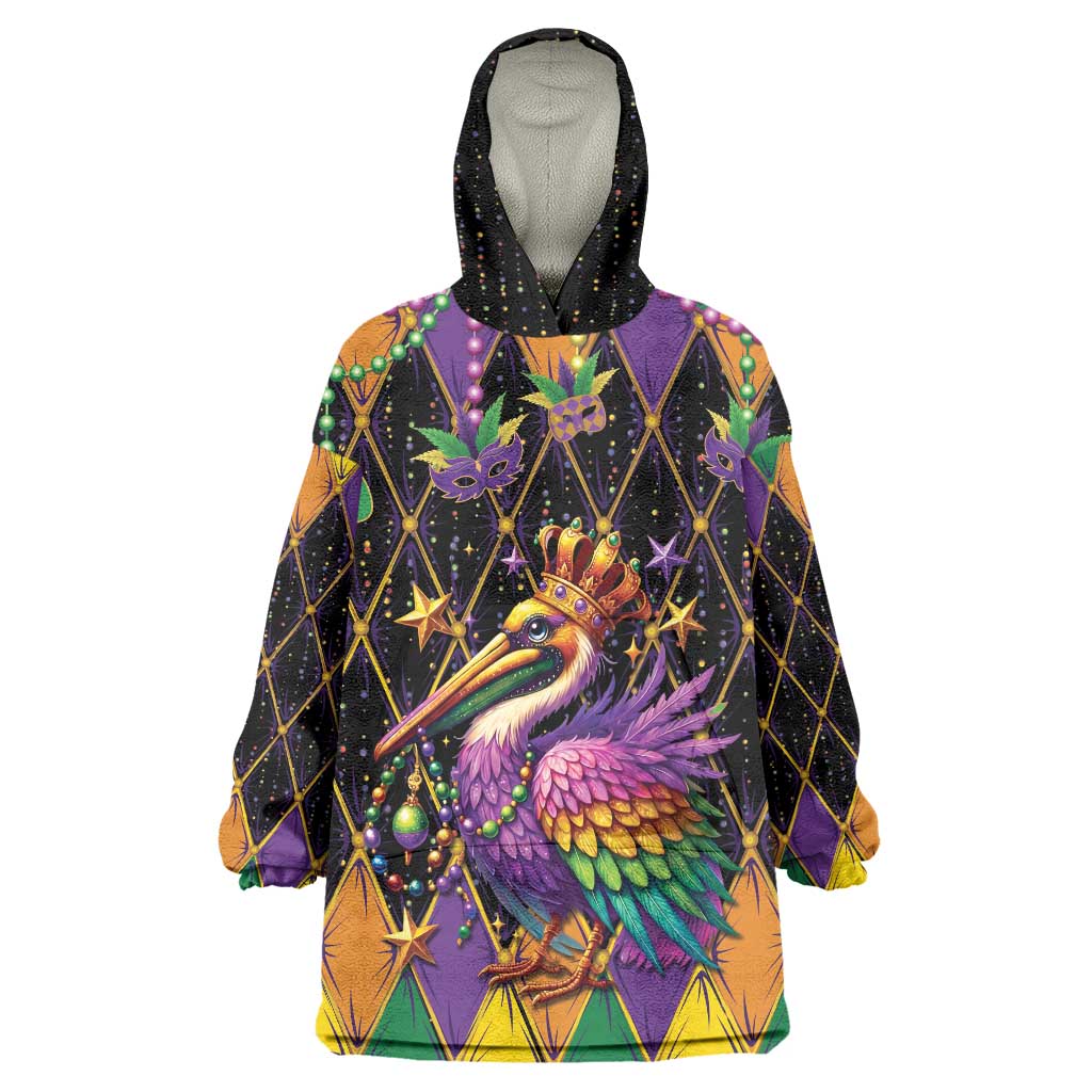 Pelican Mardi Gras Carnival Wearable Blanket Hoodie Fat Tuesday - Wonder Print Shop