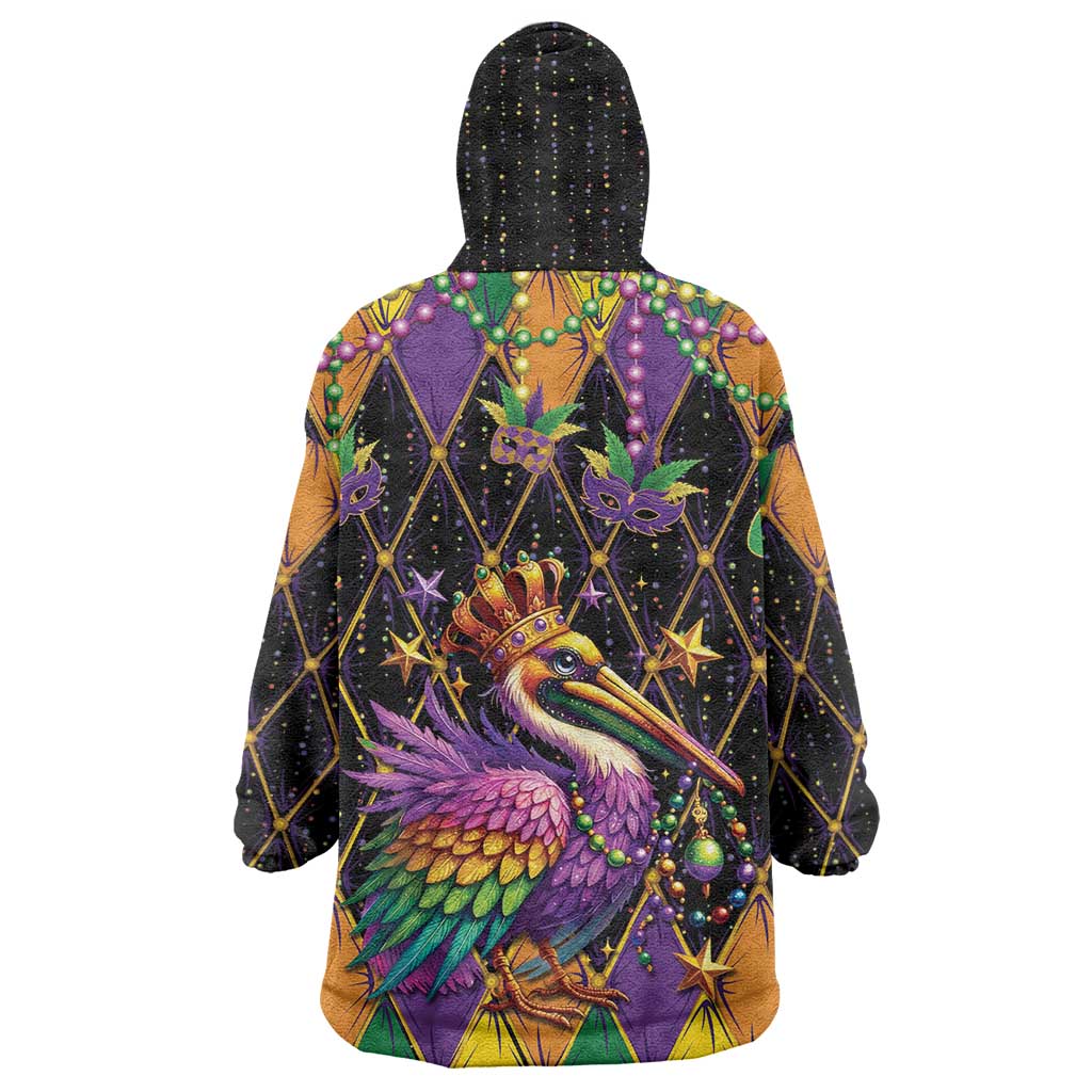 Pelican Mardi Gras Carnival Wearable Blanket Hoodie Fat Tuesday - Wonder Print Shop