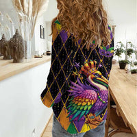 Pelican Mardi Gras Carnival Women Casual Shirt Fat Tuesday - Wonder Print Shop