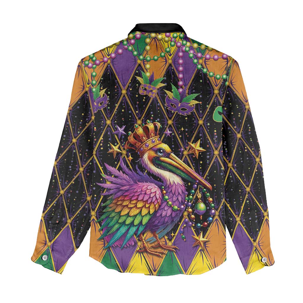 Pelican Mardi Gras Carnival Women Casual Shirt Fat Tuesday - Wonder Print Shop