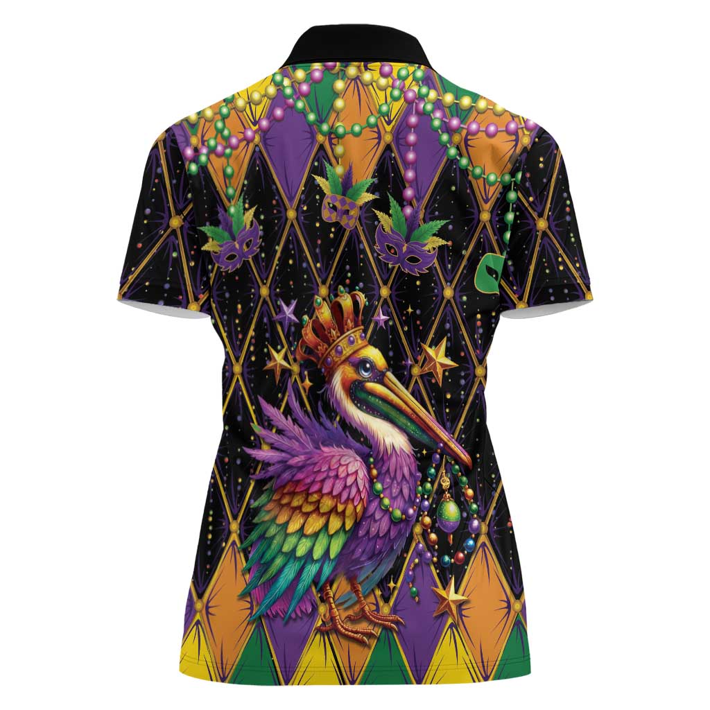 Pelican Mardi Gras Carnival Women Polo Shirt Fat Tuesday - Wonder Print Shop