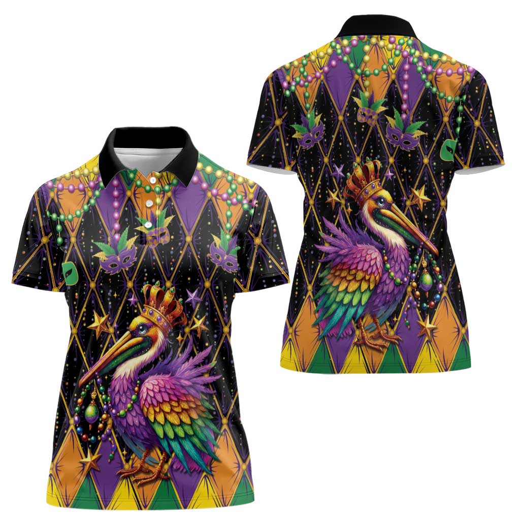 Pelican Mardi Gras Carnival Women Polo Shirt Fat Tuesday - Wonder Print Shop
