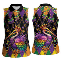 Pelican Mardi Gras Carnival Women Sleeveless Polo Shirt Fat Tuesday - Wonder Print Shop