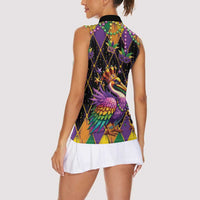 Pelican Mardi Gras Carnival Women Sleeveless Polo Shirt Fat Tuesday - Wonder Print Shop