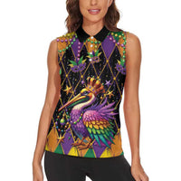 Pelican Mardi Gras Carnival Women Sleeveless Polo Shirt Fat Tuesday - Wonder Print Shop
