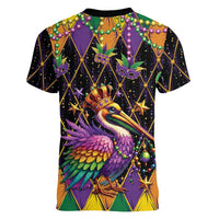 Pelican Mardi Gras Carnival Women V-Neck T-Shirt Fat Tuesday - Wonder Print Shop