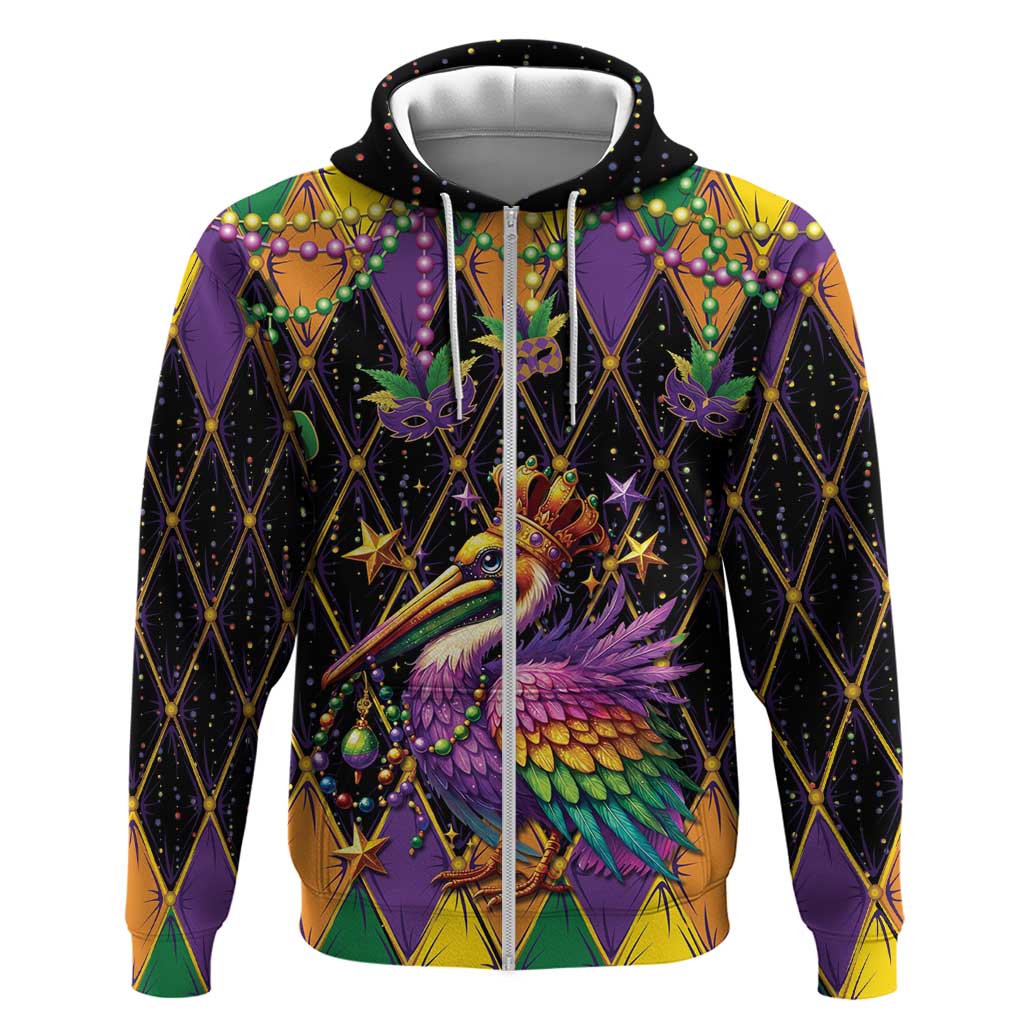 Pelican Mardi Gras Carnival Zip Hoodie Fat Tuesday - Wonder Print Shop