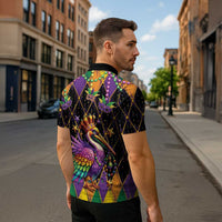 Pelican Mardi Gras Carnival Zipper Polo Shirt Fat Tuesday - Wonder Print Shop
