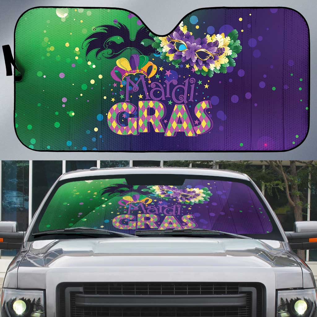 Mardi Gras Masquerade Mask Auto Sun Shade NOLA Vibe - Wonder Print Shop