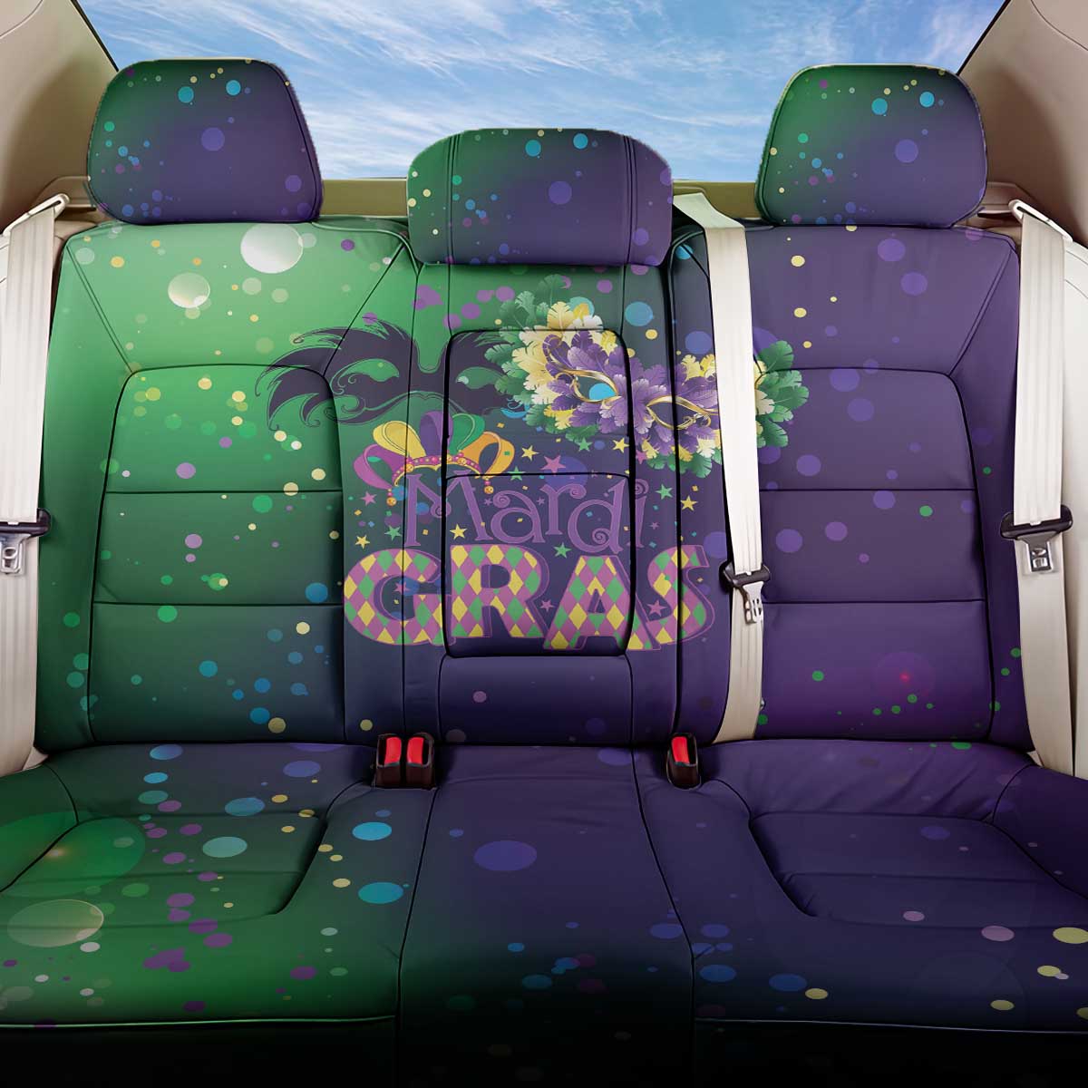 Mardi Gras Masquerade Mask Back Car Seat Cover NOLA Vibe - Wonder Print Shop