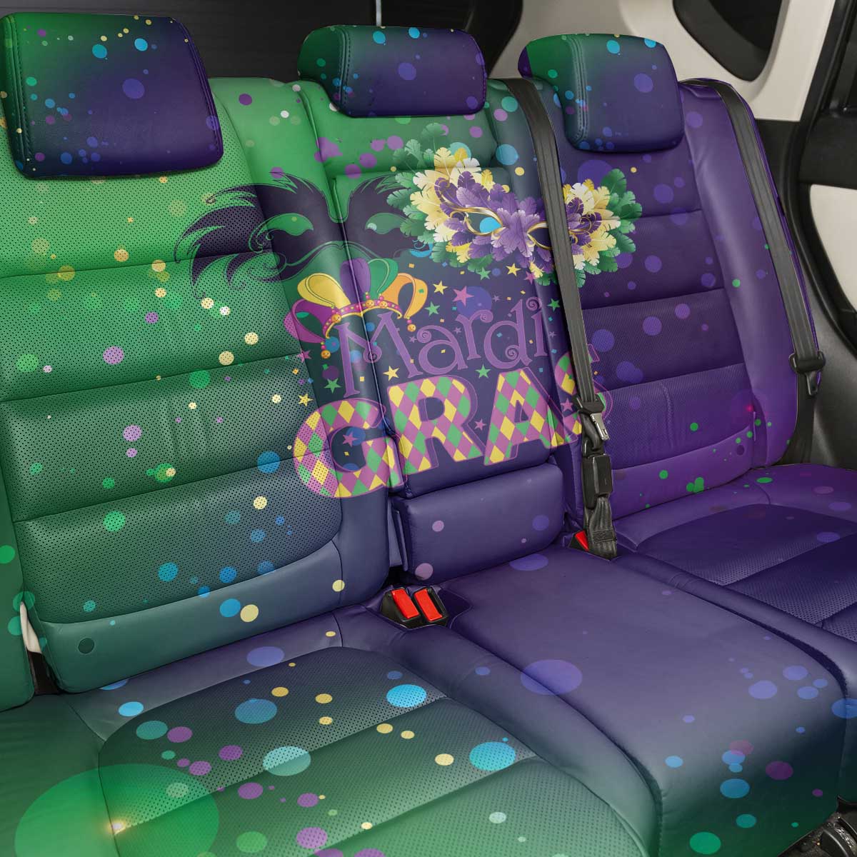Mardi Gras Masquerade Mask Back Car Seat Cover NOLA Vibe - Wonder Print Shop
