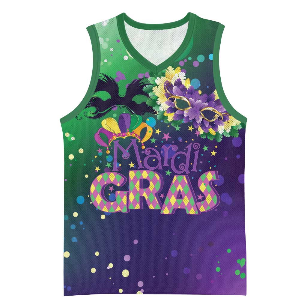 Mardi Gras Masquerade Mask Basketball Jersey NOLA Vibe - Wonder Print Shop