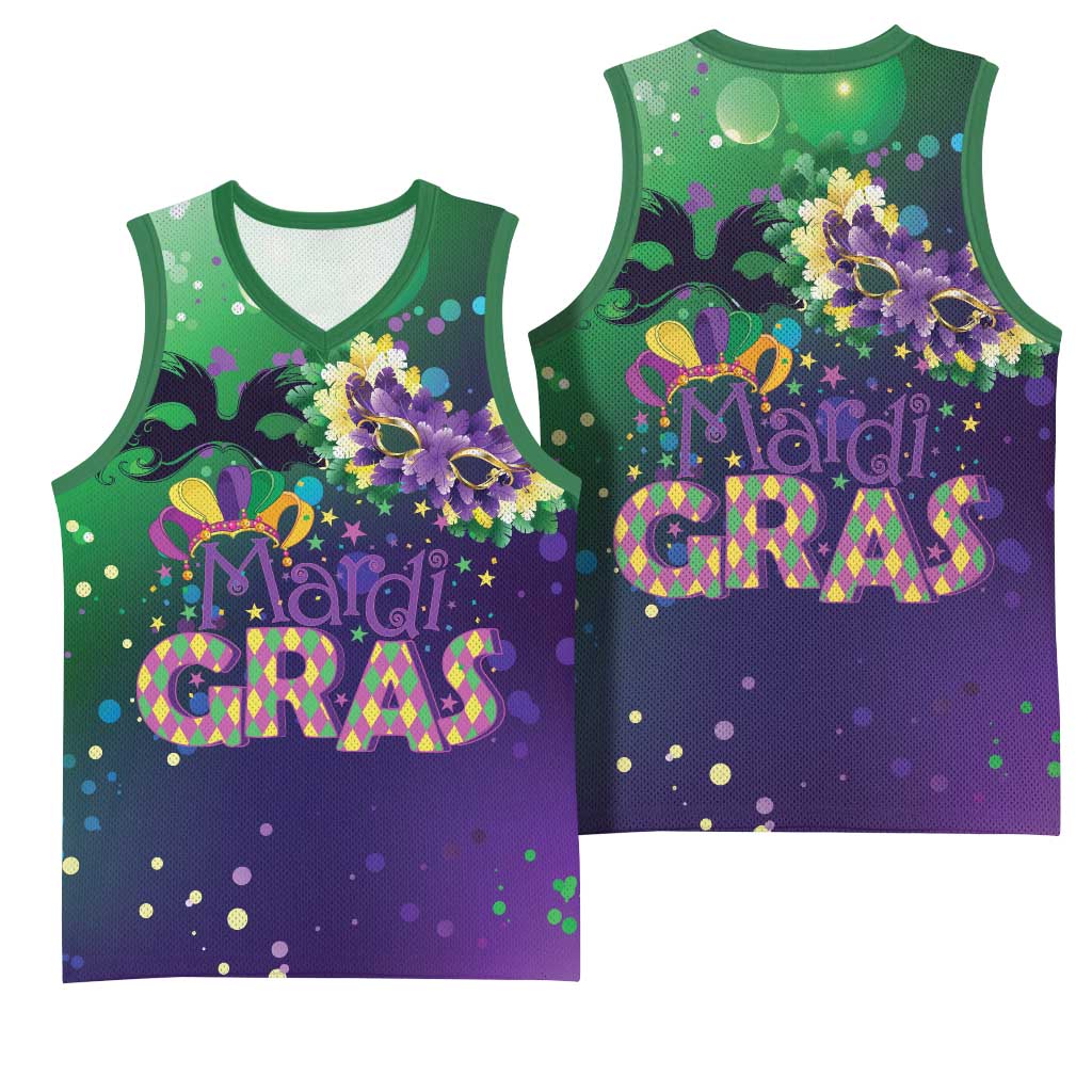 Mardi Gras Masquerade Mask Basketball Jersey NOLA Vibe - Wonder Print Shop