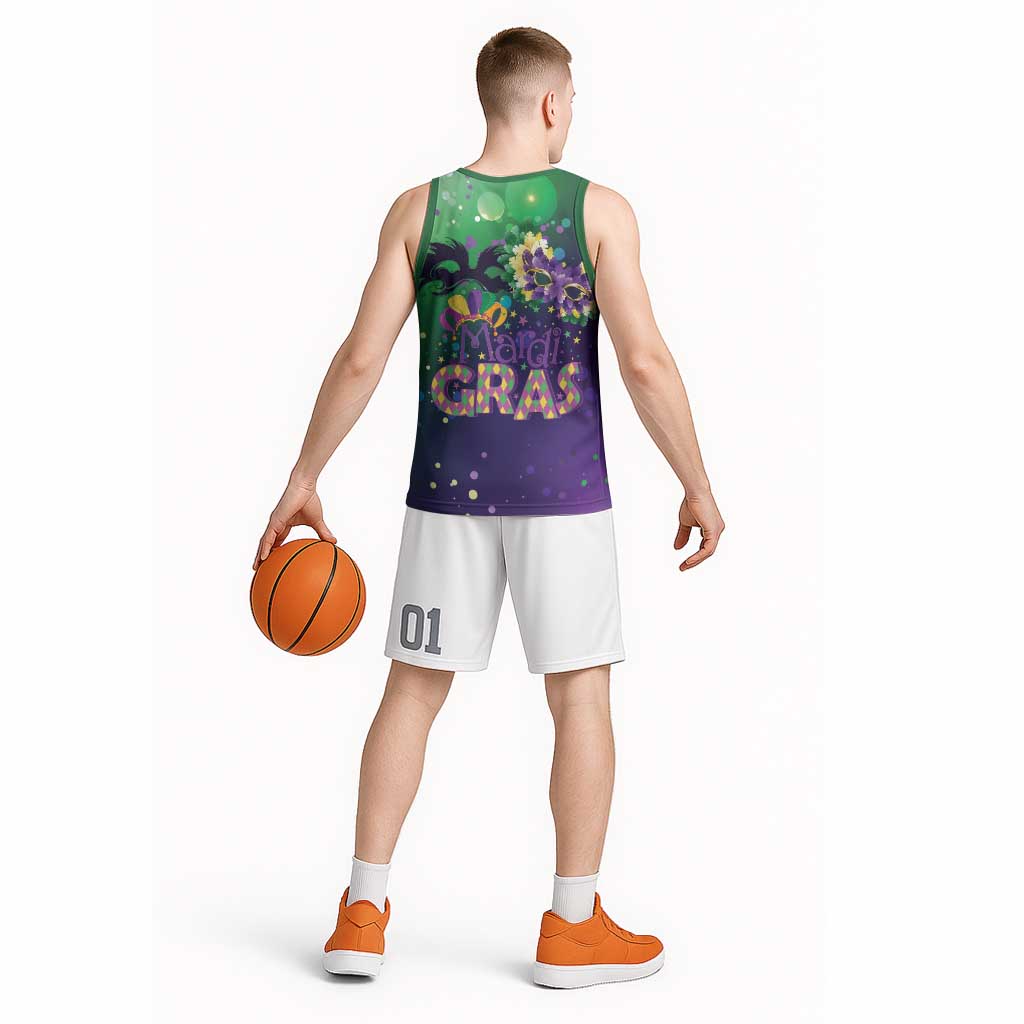 Mardi Gras Masquerade Mask Basketball Jersey NOLA Vibe - Wonder Print Shop