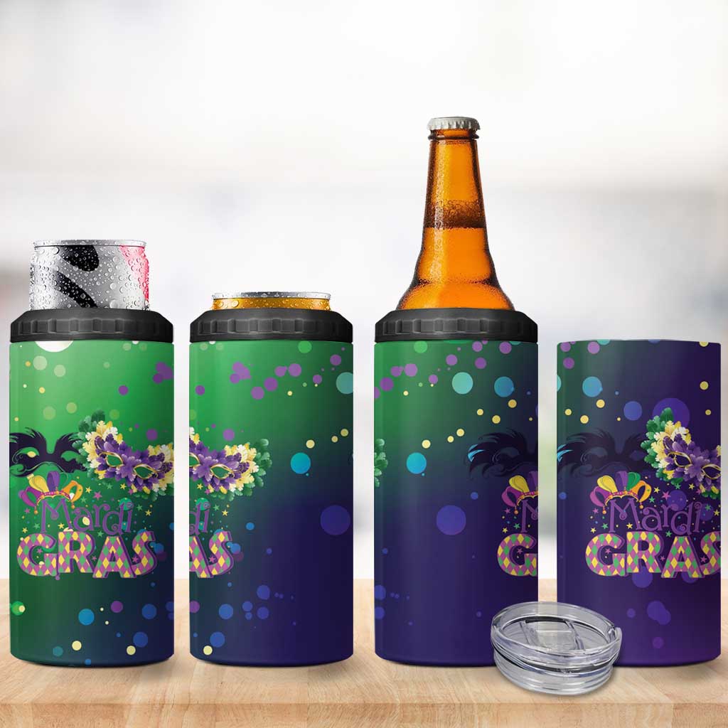 Mardi Gras Masquerade Mask 4 in 1 Can Cooler Tumbler NOLA Vibe - Wonder Print Shop