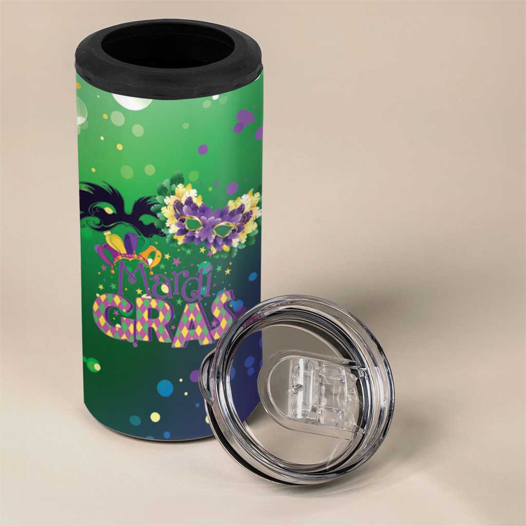 Mardi Gras Masquerade Mask 4 in 1 Can Cooler Tumbler NOLA Vibe - Wonder Print Shop