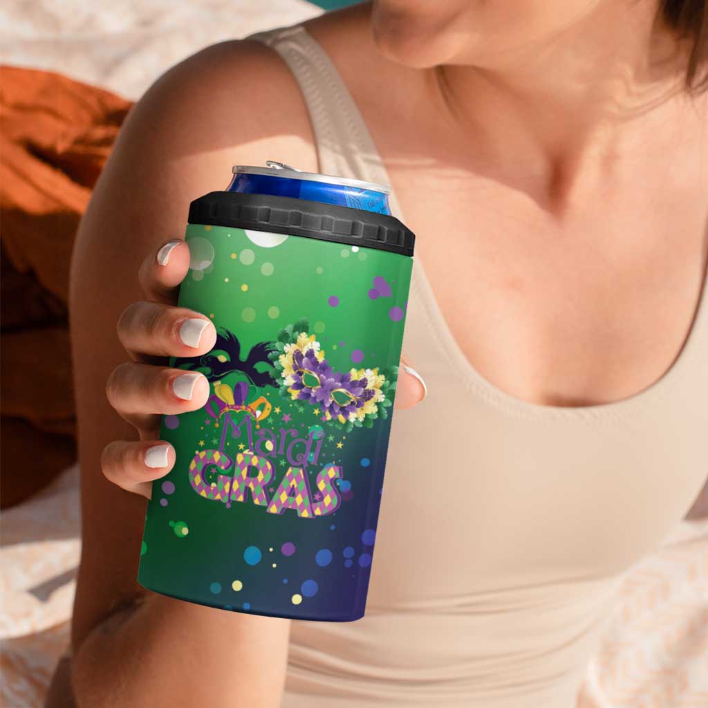 Mardi Gras Masquerade Mask 4 in 1 Can Cooler Tumbler NOLA Vibe - Wonder Print Shop