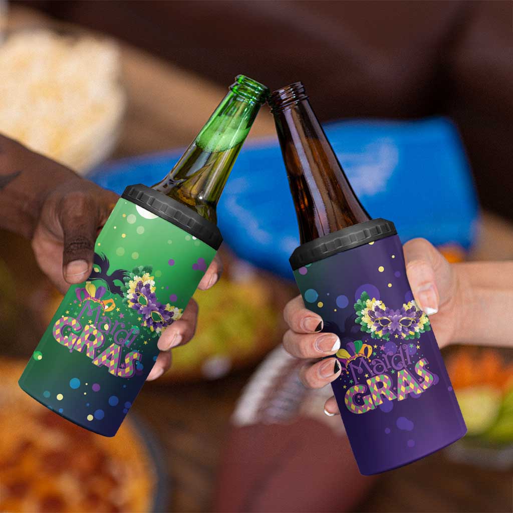 Mardi Gras Masquerade Mask 4 in 1 Can Cooler Tumbler NOLA Vibe - Wonder Print Shop