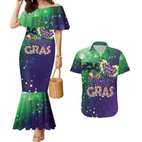 Mardi Gras Masquerade Mask Couples Matching Mermaid Dress and Hawaiian Shirt NOLA Vibe - Wonder Print Shop