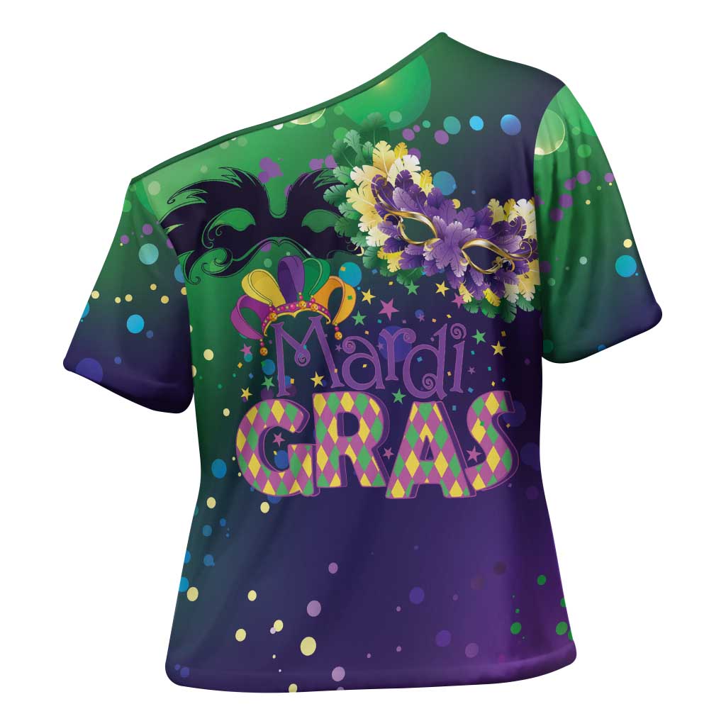 Mardi Gras Masquerade Mask Cross Shoulder Shirt NOLA Vibe - Wonder Print Shop
