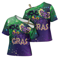 Mardi Gras Masquerade Mask Cross Shoulder Shirt NOLA Vibe - Wonder Print Shop