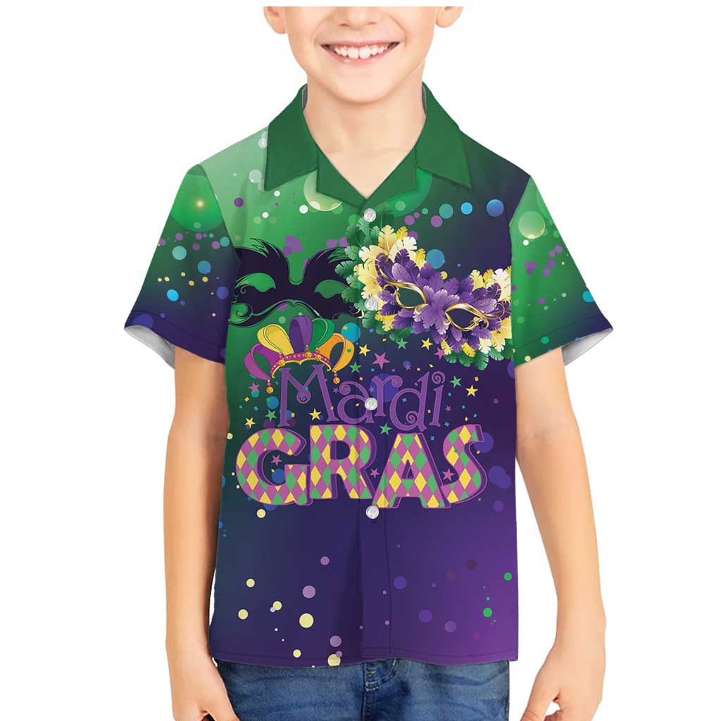 Mardi Gras Masquerade Mask Family Matching Mermaid Dress and Hawaiian Shirt NOLA Vibe - Wonder Print Shop