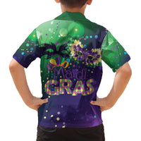 Mardi Gras Masquerade Mask Family Matching Off The Shoulder Long Sleeve Dress and Hawaiian Shirt NOLA Vibe - Wonder Print Shop