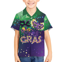 Mardi Gras Masquerade Mask Family Matching Off Shoulder Maxi Dress and Hawaiian Shirt NOLA Vibe - Wonder Print Shop