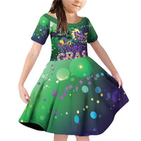 Mardi Gras Masquerade Mask Family Matching Off Shoulder Short Dress and Hawaiian Shirt NOLA Vibe - Wonder Print Shop