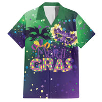 Mardi Gras Masquerade Mask Family Matching Off Shoulder Short Dress and Hawaiian Shirt NOLA Vibe - Wonder Print Shop